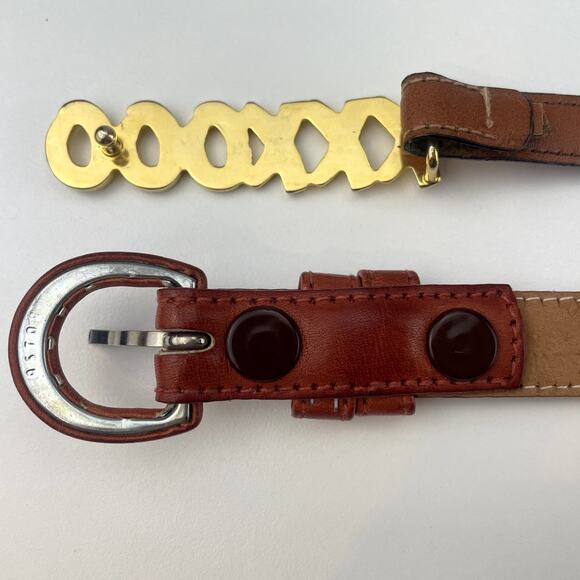 Pair Womens (S)(26) Vintage Leather Skinny Belts PALOMA PICASSO ASTOR Italy Lot - Picture 9 of 10